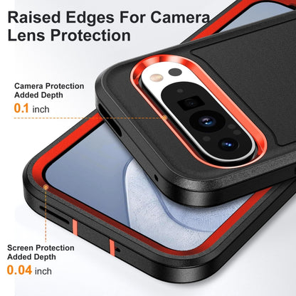 For Google Pixel 9 Rugged PC + Silicone Phone Case with Holder(Black+Orange) by buy2fix