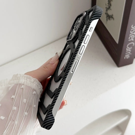 For iPhone 16 Plus Borderless Carbon Fiber Lens Protection Bracket MagSafe Phone Case(Purple) by buy2fix