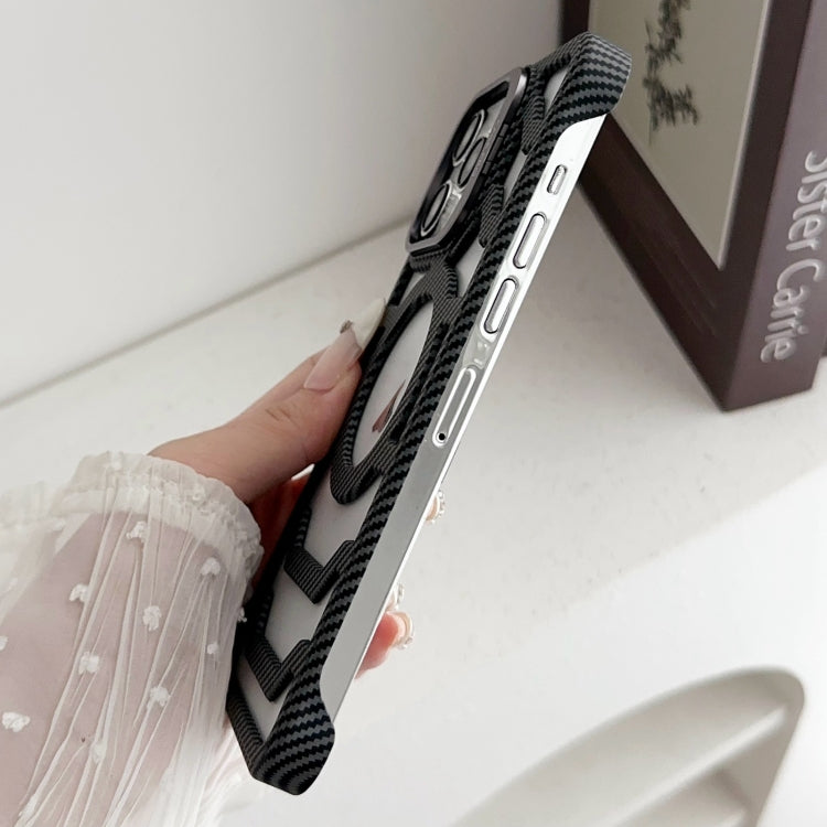 For iPhone 16 Pro Max Borderless Carbon Fiber Lens Protection Bracket MagSafe Phone Case(Purple) by buy2fix