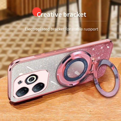 For Tecno Spark Go 2024 Plated Gradient Glitter Round Holder TPU Phone Case(Silver) by buy2fix