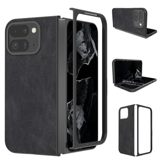 For Google Pixel 9 Pro Fold Black Frame PU Leather Full Coverage Phone Case(Black)