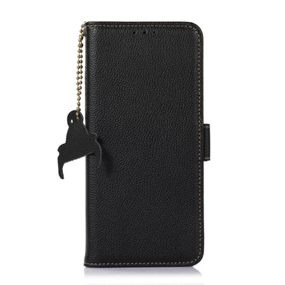 For Samsung Galaxy M35 Genuine Leather Mino Magnetic RFID Leather Phone Case(Black) - Galaxy Phone Cases by buy2fix | Online Shopping UK | buy2fix