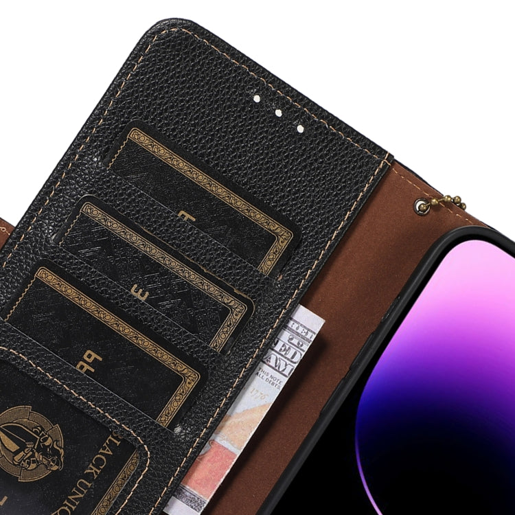 For Samsung Galaxy M35 Genuine Leather Mino Magnetic RFID Leather Phone Case(Black) - Galaxy Phone Cases by buy2fix | Online Shopping UK | buy2fix