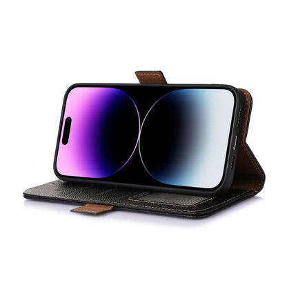 For Samsung Galaxy M35 Genuine Leather Mino Magnetic RFID Leather Phone Case(Black) - Galaxy Phone Cases by buy2fix | Online Shopping UK | buy2fix