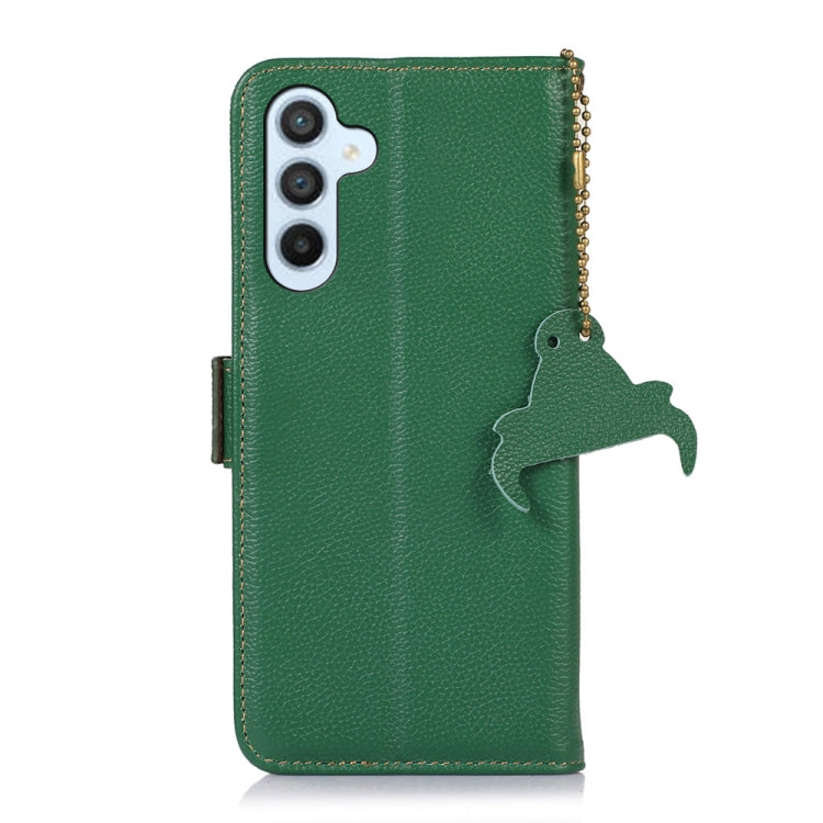 For Samsung Galaxy M35 Genuine Leather Mino Magnetic RFID Leather Phone Case(Green) - Galaxy Phone Cases by buy2fix | Online Shopping UK | buy2fix