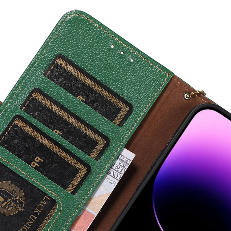 For Samsung Galaxy M35 Genuine Leather Mino Magnetic RFID Leather Phone Case(Green) - Galaxy Phone Cases by buy2fix | Online Shopping UK | buy2fix