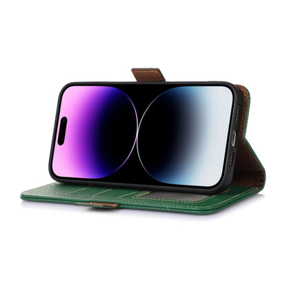 For Samsung Galaxy M35 Genuine Leather Mino Magnetic RFID Leather Phone Case(Green) - Galaxy Phone Cases by buy2fix | Online Shopping UK | buy2fix