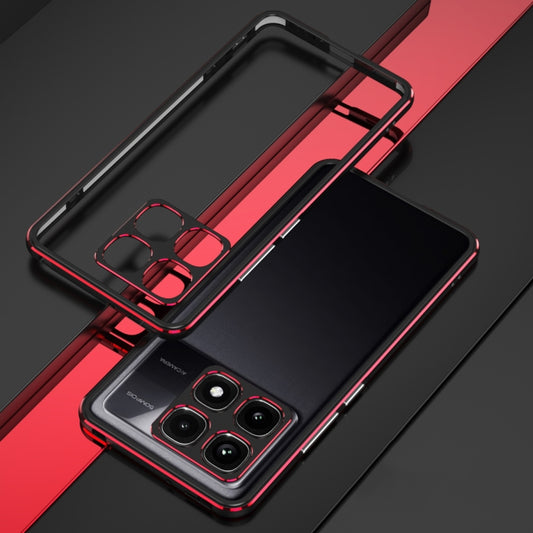 For Xiaomi Redmi K70 Ultra Aurora Series Lens Protector + Metal Frame Phone Case(Black Red) - Xiaomi Cases by buy2fix | Online Shopping UK | buy2fix