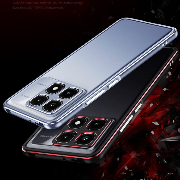 For Xiaomi Redmi K70 Ultra Aurora Series Lens Protector + Metal Frame Phone Case(Black Red) - Xiaomi Cases by buy2fix | Online Shopping UK | buy2fix