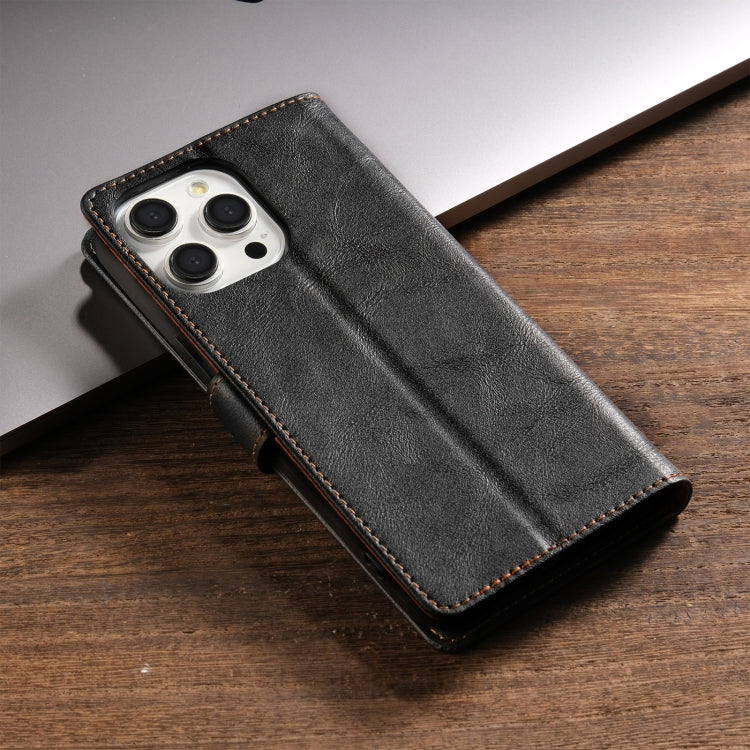 For iPhone 16 Pro N.BEKUS CSJ-P1 Solid Color Leather Phone Case(Black) - iPhone 16 Pro Cases by N.BEKUS | Online Shopping UK | buy2fix