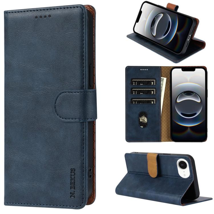 For iPhone 16e N.BEKUS CSJ-P1 Solid Color Leather Phone Case(Blue) by N.BEKUS