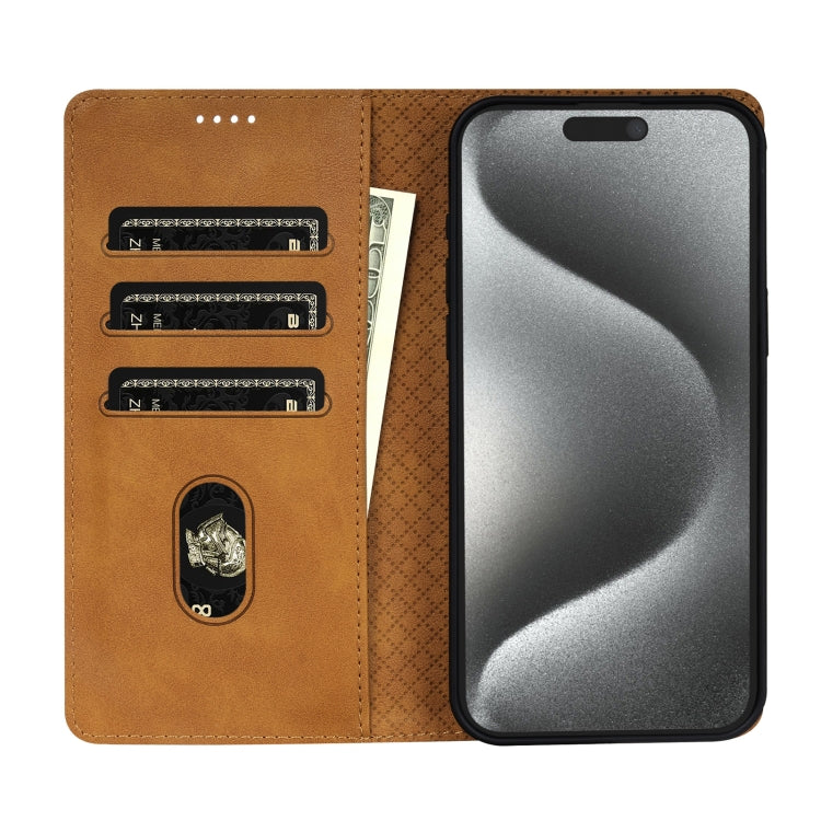 For iPhone 15 Pro Max N.BEKUS CSJ-P1 Solid Color Leather Phone Case(Brown) - iPhone 15 Pro Max Cases by N.BEKUS | Online Shopping UK | buy2fix