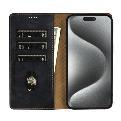 For iPhone 15 Pro Max N.BEKUS CSJ-P1 Solid Color Leather Phone Case(Black) - iPhone 15 Pro Max Cases by N.BEKUS | Online Shopping UK | buy2fix