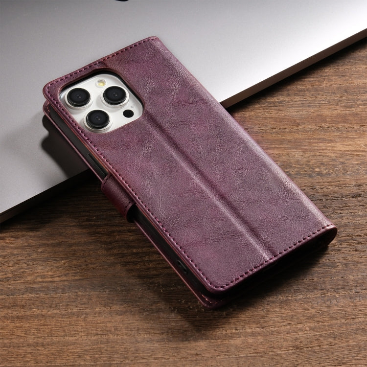 For iPhone 15 Pro N.BEKUS CSJ-P1 Solid Color Leather Phone Case(Wine Red) - iPhone 15 Pro Cases by N.BEKUS | Online Shopping UK | buy2fix