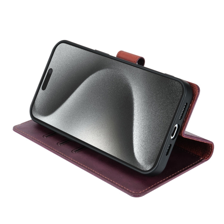 For iPhone 14 Pro N.BEKUS CSJ-P1 Solid Color Leather Phone Case(Wine Red) - iPhone 14 Pro Cases by N.BEKUS | Online Shopping UK | buy2fix
