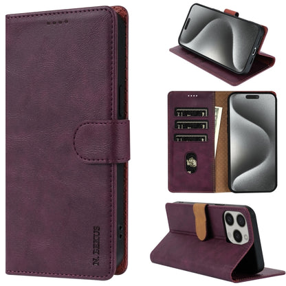 For iPhone 12 / 12 Pro N.BEKUS CSJ-P1 Solid Color Leather Phone Case(Wine Red) - iPhone 12 / 12 Pro Cases by N.BEKUS | Online Shopping UK | buy2fix