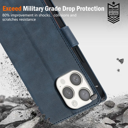 For iPhone 12 / 12 Pro N.BEKUS CSJ-P1 Solid Color Leather Phone Case(Blue) - iPhone 12 / 12 Pro Cases by N.BEKUS | Online Shopping UK | buy2fix