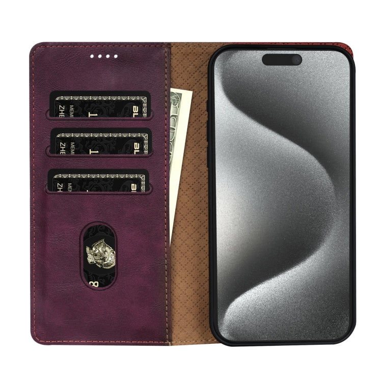 For iPhone 12 Pro Max N.BEKUS CSJ-P1 Solid Color Leather Phone Case(Wine Red) - iPhone 12 Pro Max Cases by N.BEKUS | Online Shopping UK | buy2fix