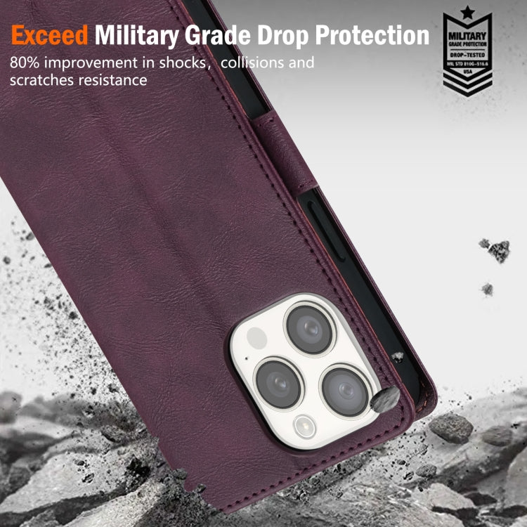 For iPhone 12 Pro Max N.BEKUS CSJ-P1 Solid Color Leather Phone Case(Wine Red) - iPhone 12 Pro Max Cases by N.BEKUS | Online Shopping UK | buy2fix