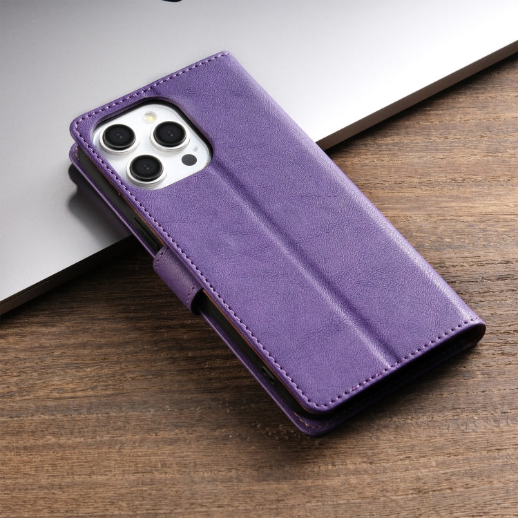 For iPhone 12 Pro Max N.BEKUS CSJ-P1 Solid Color Leather Phone Case(Purple) - iPhone 12 Pro Max Cases by N.BEKUS | Online Shopping UK | buy2fix