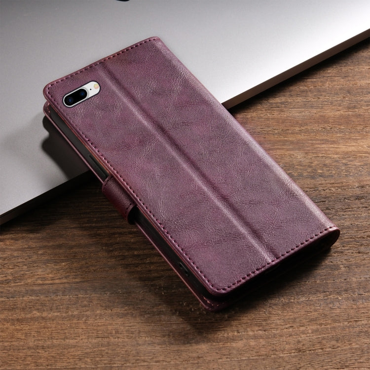 For iPhone 8 Plus / 7 Plus N.BEKUS CSJ-P1 Solid Color Leather Phone Case(Wine Red) - More iPhone Cases by N.BEKUS | Online Shopping UK | buy2fix