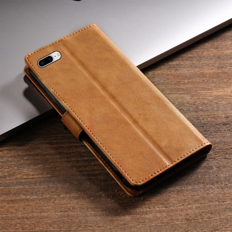 For iPhone 8 Plus / 7 Plus N.BEKUS CSJ-P1 Solid Color Leather Phone Case(Brown) - More iPhone Cases by N.BEKUS | Online Shopping UK | buy2fix