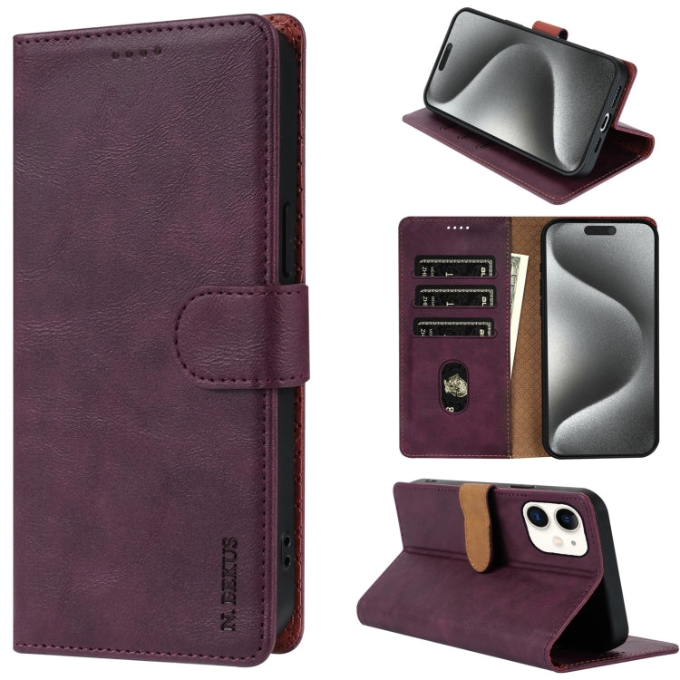 For iPhone 11 N.BEKUS CSJ-P1 Solid Color Leather Phone Case(Wine Red) - More iPhone Cases by N.BEKUS | Online Shopping UK | buy2fix