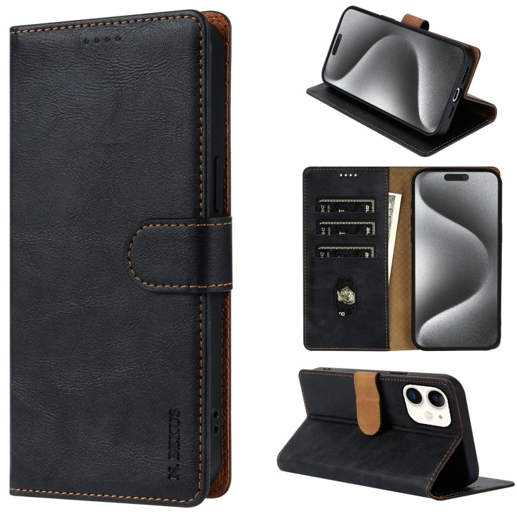 For iPhone 11 N.BEKUS CSJ-P1 Solid Color Leather Phone Case(Black) - More iPhone Cases by N.BEKUS | Online Shopping UK | buy2fix