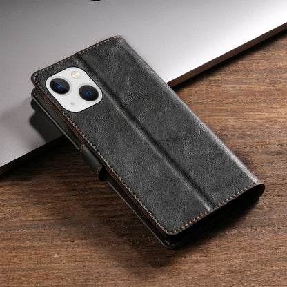 For iPhone 14 / 13 N.BEKUS CSJ-P1 Solid Color Leather Phone Case(Black) - iPhone 14 Cases by N.BEKUS | Online Shopping UK | buy2fix
