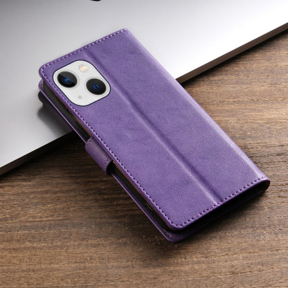 For iPhone 14 / 13 N.BEKUS CSJ-P1 Solid Color Leather Phone Case(Purple) - iPhone 14 Cases by N.BEKUS | Online Shopping UK | buy2fix