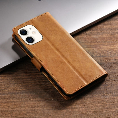 For iPhone 13 mini / 12 mini N.BEKUS CSJ-P1 Solid Color Leather Phone Case(Brown) - iPhone 13 mini Cases by N.BEKUS | Online Shopping UK | buy2fix
