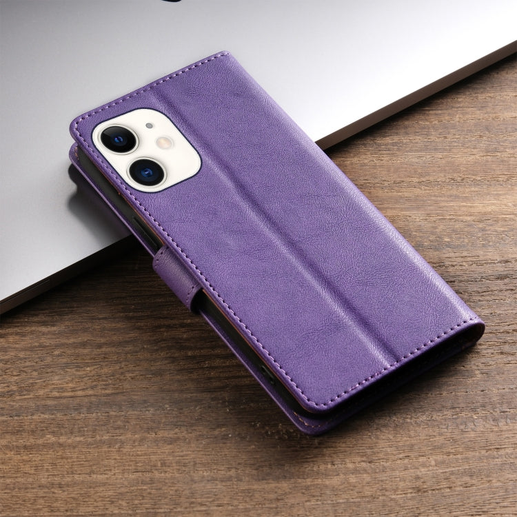 For iPhone 13 mini / 12 mini N.BEKUS CSJ-P1 Solid Color Leather Phone Case(Purple) - iPhone 13 mini Cases by N.BEKUS | Online Shopping UK | buy2fix