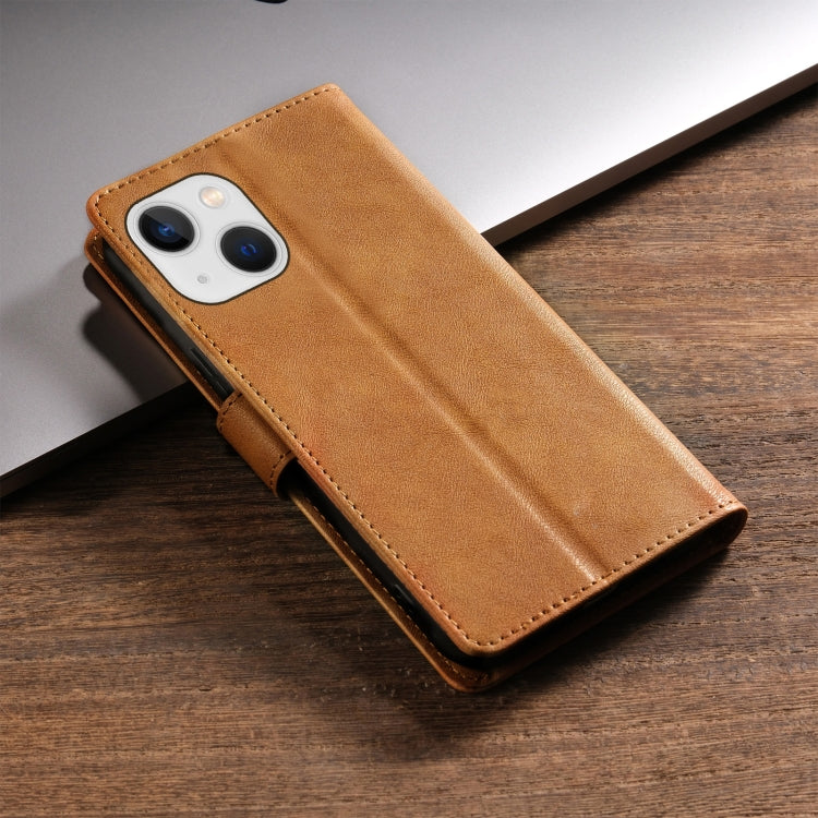 For iPhone 14 Plus N.BEKUS CSJ-P1 Solid Color Leather Phone Case(Brown) - iPhone 14 Plus Cases by N.BEKUS | Online Shopping UK | buy2fix