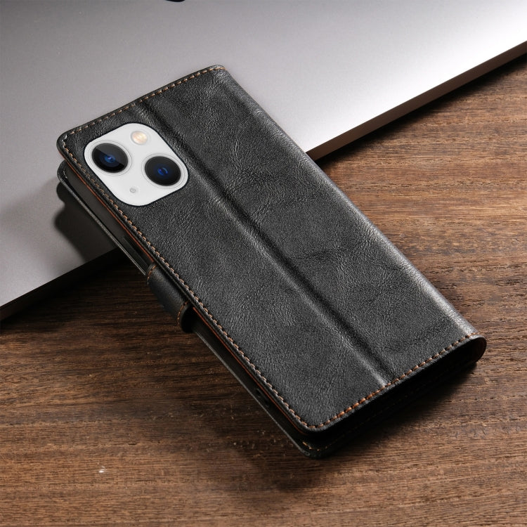 For iPhone 14 Plus N.BEKUS CSJ-P1 Solid Color Leather Phone Case(Black) - iPhone 14 Plus Cases by N.BEKUS | Online Shopping UK | buy2fix
