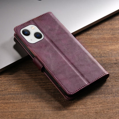For iPhone 15 N.BEKUS CSJ-P1 Solid Color Leather Phone Case(Wine Red) - iPhone 15 Cases by N.BEKUS | Online Shopping UK | buy2fix