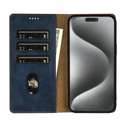 For iPhone 15 Plus N.BEKUS CSJ-P1 Solid Color Leather Phone Case(Blue) - iPhone 15 Plus Cases by N.BEKUS | Online Shopping UK | buy2fix