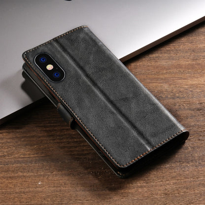 For iPhone XS / X N.BEKUS CSJ-P1 Solid Color Leather Phone Case(Black) - More iPhone Cases by N.BEKUS | Online Shopping UK | buy2fix