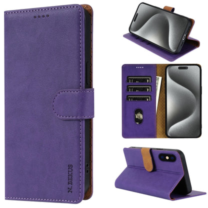 For iPhone XS Max N.BEKUS CSJ-P1 Solid Color Leather Phone Case(Purple) - More iPhone Cases by N.BEKUS | Online Shopping UK | buy2fix