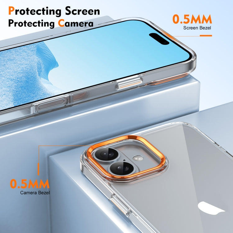 For iPhone 16 Ice Feel HD Transparent PC Full Coverage Phone Case(Orange) - iPhone 16 Cases by buy2fix | Online Shopping UK | buy2fix