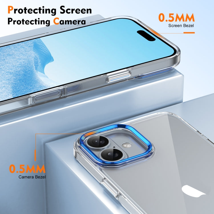 For iPhone 16 Ice Feel HD Transparent PC Full Coverage Phone Case(Blue) - iPhone 16 Cases by buy2fix | Online Shopping UK | buy2fix