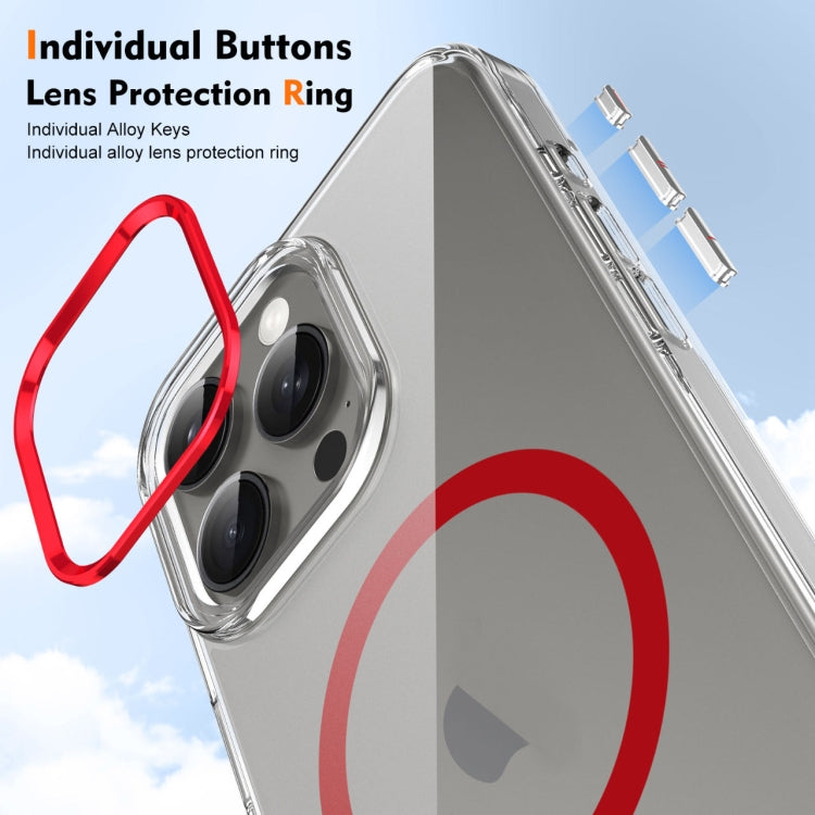 For iPhone 14 Pro Max Ice Feel HD Transparent MagSafe PC Full Coverage Phone Case(Red) by buy2fix