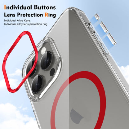 For iPhone 14 Pro Max Ice Feel HD Transparent MagSafe PC Full Coverage Phone Case(Red) by buy2fix