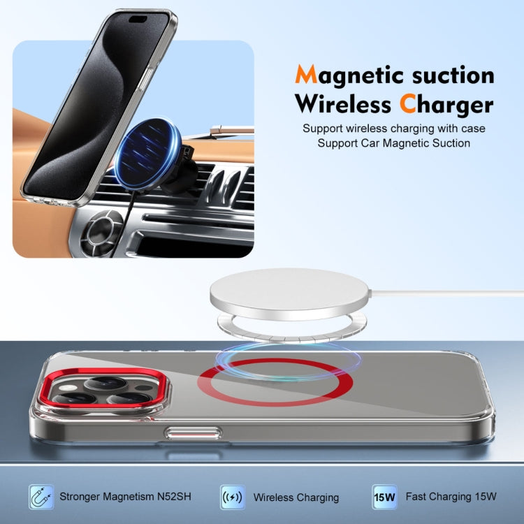 For iPhone 14 Pro Max Ice Feel HD Transparent MagSafe PC Full Coverage Phone Case(Red) by buy2fix