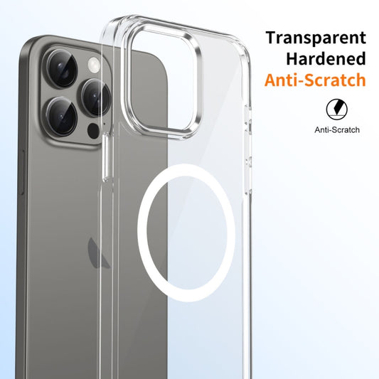For iPhone 15 Pro Max Ice Feel HD Transparent MagSafe PC Full Coverage Phone Case(White) by buy2fix