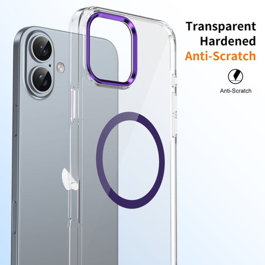 For iPhone 16 Ice Feel HD Transparent MagSafe PC Full Coverage Phone Case(Purple) by buy2fix