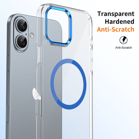For iPhone 16 Plus Ice Feel HD Transparent MagSafe PC Full Coverage Phone Case(Blue) by buy2fix