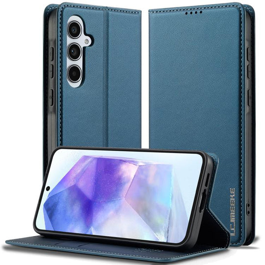 For Samsung Galaxy A36 5G LC.IMEEKE L1 Series Frosted Fine Texture PU Phone Case(Blue)
