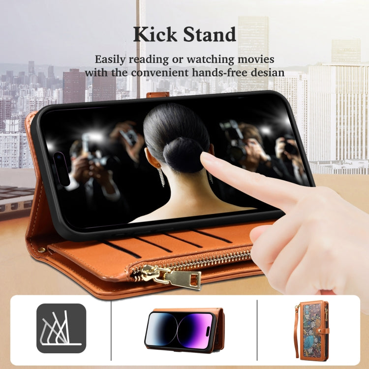 For Samsung Galaxy A16 5G ESEBLE Star Series Lanyard Zipper Wallet RFID Leather Case(Brown) - Galaxy Phone Cases by ESEBLE | Online Shopping UK | buy2fix