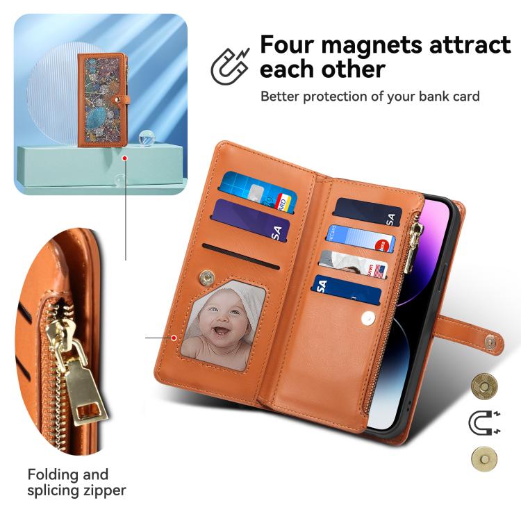 For Samsung Galaxy A06 5G ESEBLE Star Series Lanyard Zipper Wallet RFID Leather Case(Brown) - Galaxy Phone Cases by ESEBLE | Online Shopping UK | buy2fix