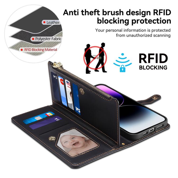 For Samsung Galaxy A06 5G ESEBLE Star Series Lanyard Zipper Wallet RFID Leather Case(Black) - Galaxy Phone Cases by ESEBLE | Online Shopping UK | buy2fix